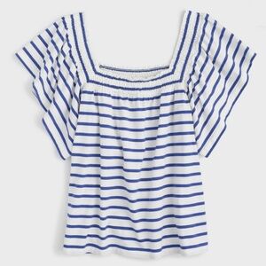 J Crew Smocked Square Neck Striped Top size Small